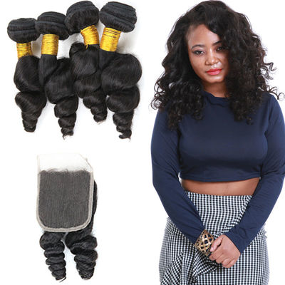 Chiny Nieprzetworzone Loose Curly Hair Extensions / Loose Curly Virgin Indian Hair dostawca
