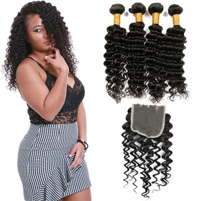 Chiny Natural Black Virgin Brazylijski przedłużanie włosów, 4 zestawy brazylijskich włosów dostawca