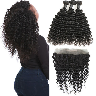 Real Transparent 360 Lace Frontal Closure 3 Pakiety Deep Wave No Tangle dostawca
